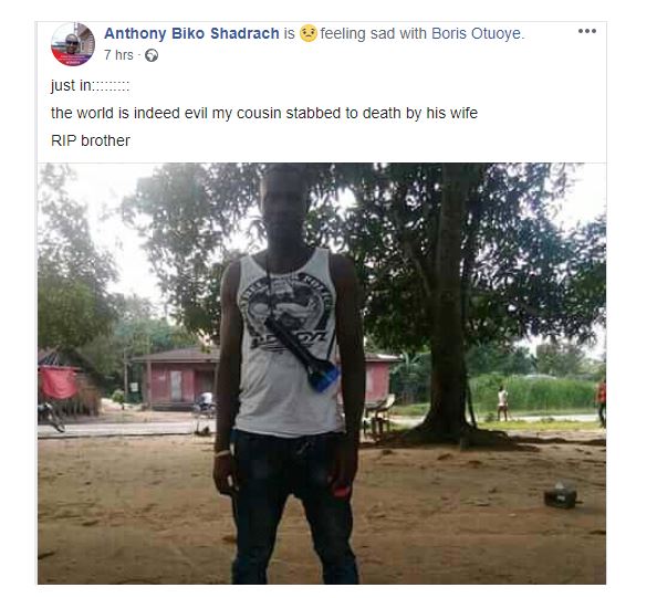 Man stabbed to death by his wife in Rivers State 6