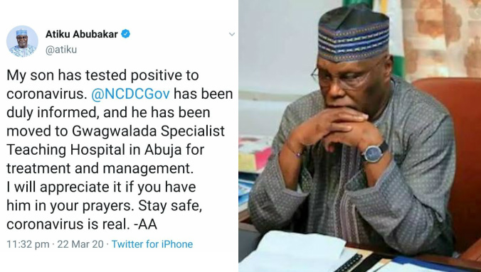 Coronavirus: Atiku's Son in Hospital after testing positive, begs Nigerians to pray for him 3 ATIKU