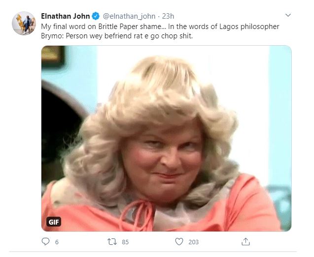 Deputy Editor of Brittle Paper fired for criticizing El'Rufai's wife's reaction after her son threatened a Twitter user with Rape 38 Deputy Editor of Brittle Paper fired for criticizing El'Rufai's wife's reaction after her son threatened a Twitter user with Rape 30