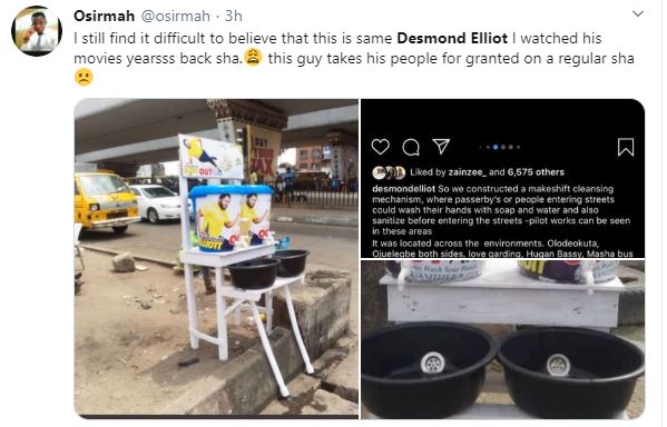 COVID 19: Nigerians Call a Desmond Elliot a Scam and Disappointment to youths over his 'plastic makeshift cleansing' project 25 COVID 19: Nigerians Call a Desmond Elliot a Scam and Disappointment to youths over his 'plastic makeshift cleansing' project 25