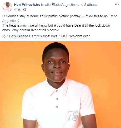 Former DELSU SUG President drowns in a River in Delta State 7 Former DELSU SUG President drowns in a River in Delta State 7