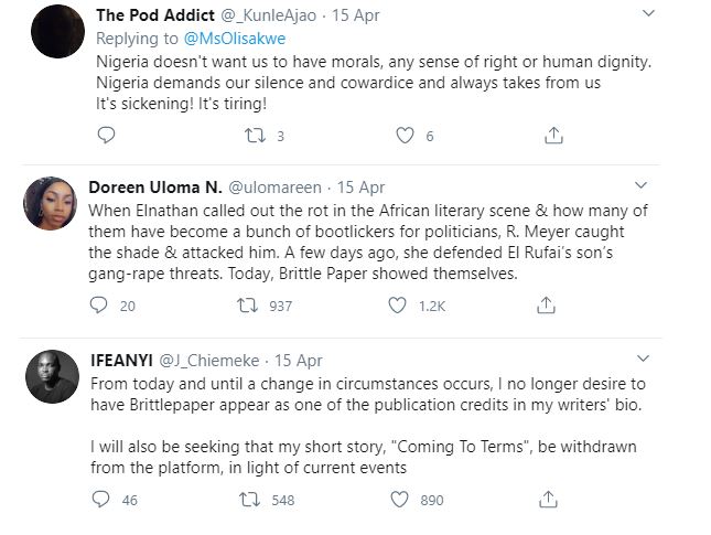 Deputy Editor of Brittle Paper fired for criticizing El'Rufai's wife's reaction after her son threatened a Twitter user with Rape 33