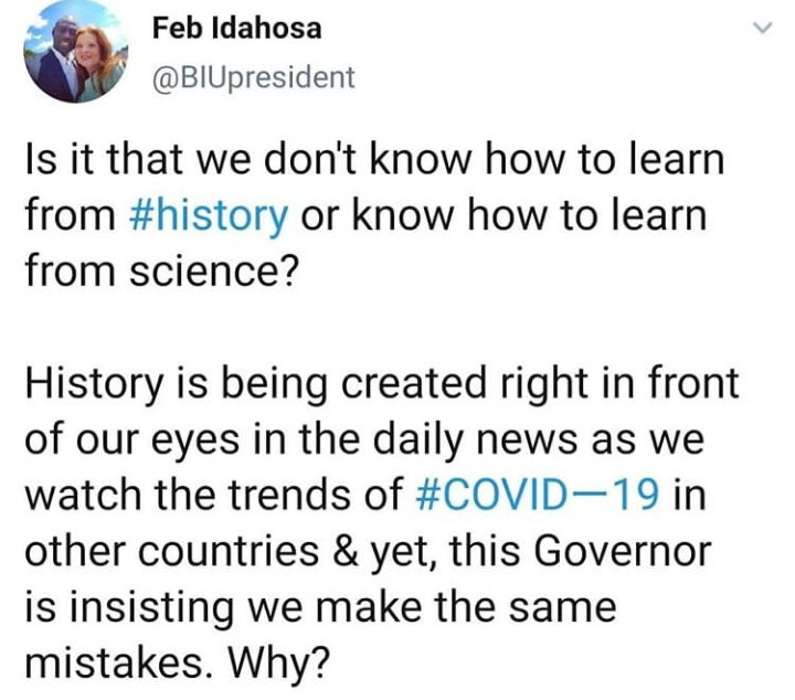 "I'm a pastor and I'm saddened by this"- Bishop Feb Idahosa calls out Rivers Govt for relaxing lockdown order for Easter celebration 7 "I'm a pastor and I'm saddened by this"- Bishop Feb Idahosa calls out Rivers Govt for relaxing lockdown order for Easter celebration 7