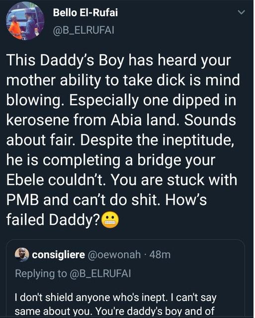 El-Rufai's wife, Hadiza called out for supporting her son, Bello's threat to 'pass on a Twitter user's mother to his friends' 17 El-Rufai's wife, Hadiza called out for supporting her son, Bello's threat to 'pass on a Twitter user's mother to his friends' 17