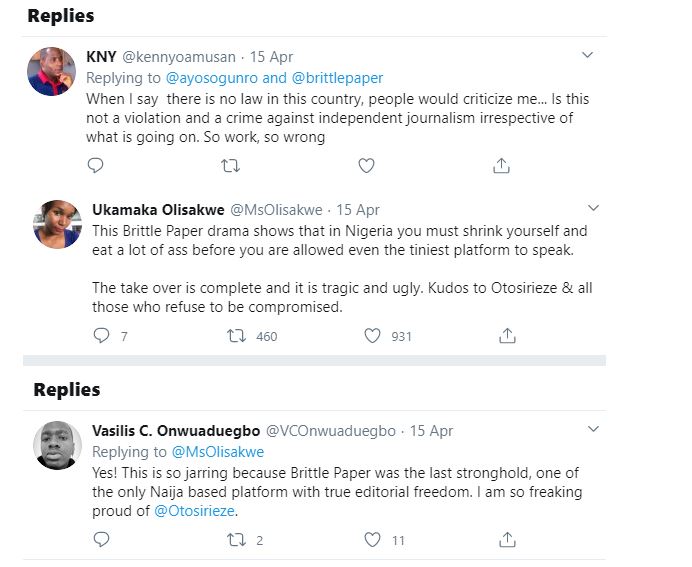 Deputy Editor of Brittle Paper fired for criticizing El'Rufai's wife's reaction after her son threatened a Twitter user with Rape 40 Deputy Editor of Brittle Paper fired for criticizing El'Rufai's wife's reaction after her son threatened a Twitter user with Rape 32