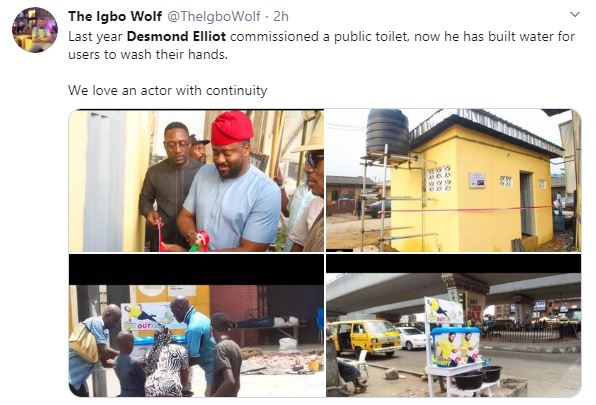 COVID 19: Nigerians Call a Desmond Elliot a Scam and Disappointment to youths over his 'plastic makeshift cleansing' project 21 COVID 19: Nigerians Call a Desmond Elliot a Scam and Disappointment to youths over his 'plastic makeshift cleansing' project 21