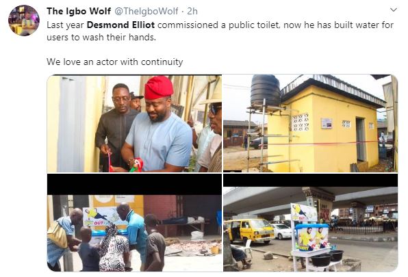 COVID 19: Nigerians Call a Desmond Elliot a Scam and Disappointment to youths over his 'plastic makeshift cleansing' project 21