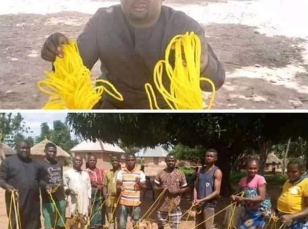 Benue State politician, Daniel Ukpera, donates ropes to his community to tie their goats  1