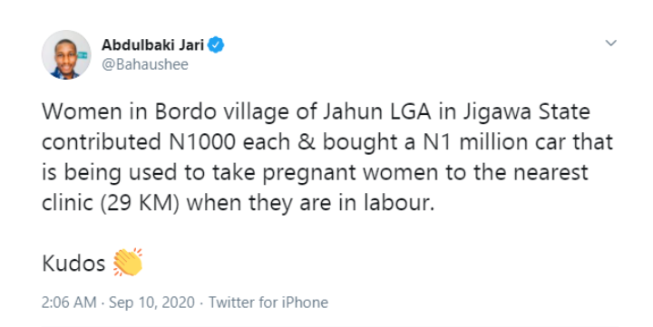 Women in a Jigawa village contribute to buy a car to take pregnant women to the clinic 1 Women in a Jigawa village contribute to buy a car to take pregnant women to the clinic 1