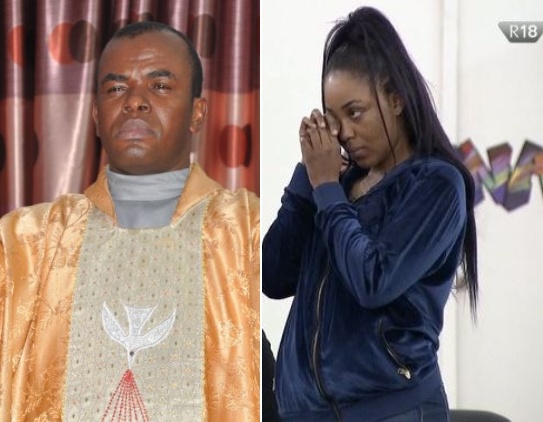 Watch Father Mbaka Predict A BBN Housemate losing out of the N85M Win Because of her sporadic Anger Issues 1 Watch Father Mbaka Predict A BBN Housemate losing out of the N85M Win Because of her sporadic Anger Issues 1