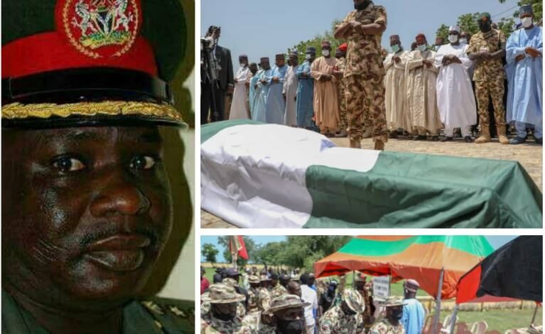 Army commander killed in Boko Haram ambush laid to rest. Borno gov gifts his widow N20m (photos) 3