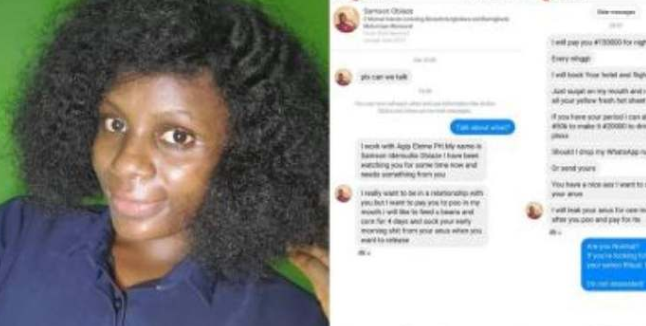 Lady shares screenshots of chat with man who offered her 150k per day to eat her faeces (photos) 11