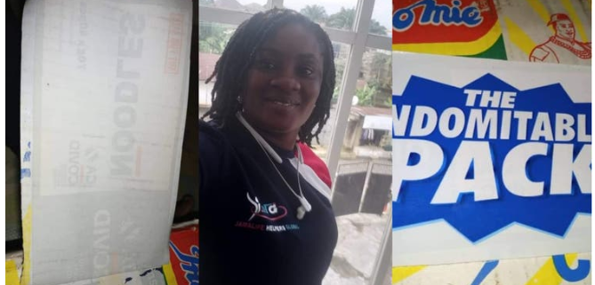 Lady buys carton of indomie with COVID-19 sticker in Akwa Ibom (Photo) 3