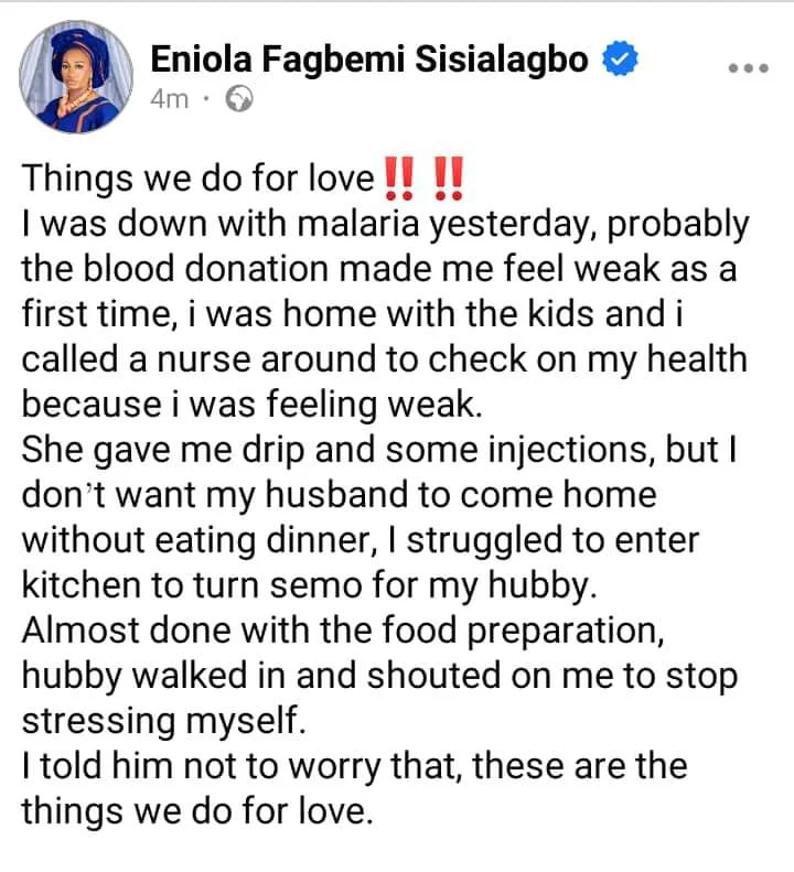 "Things we do for love" Businesswoman makes semo for her husband while receiving drip 6
