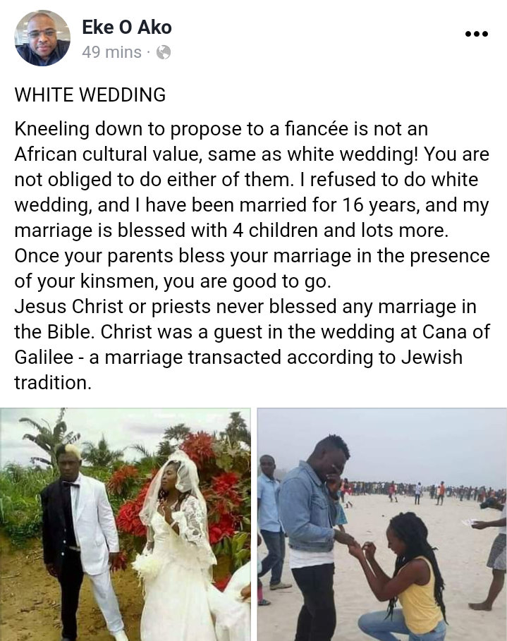 I refused to do white wedding and I have been married for 16 years with 4 children - Nigerian man shares 4