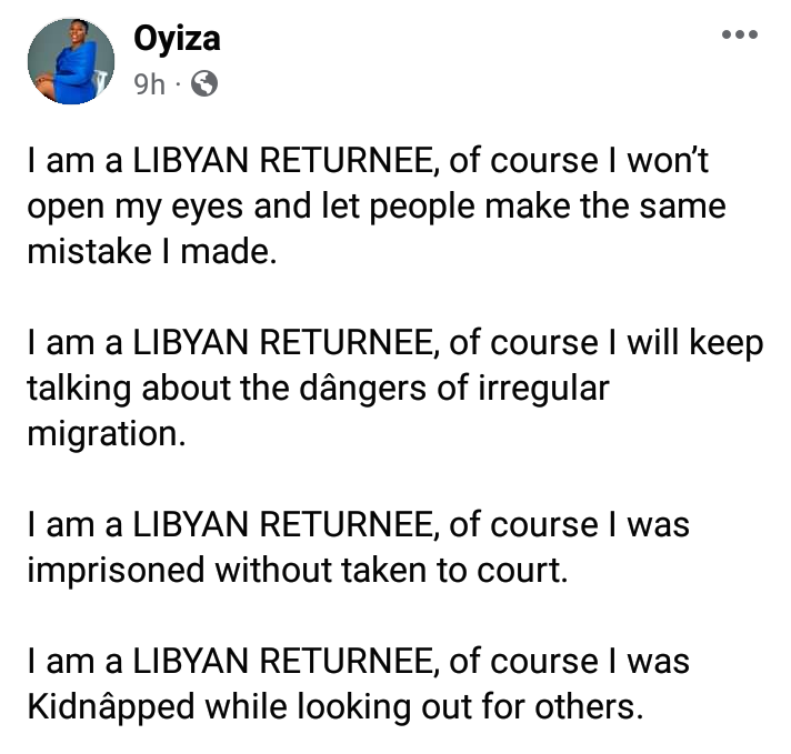 I was imprisoned without taken to court -Nigerian returnee recalls her experience in Libya, warns about the dangers of irregular migration 4