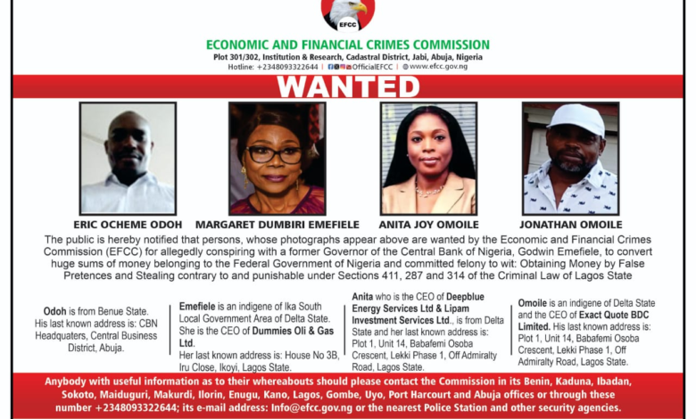 Mrs Emefiele, others declared wanted by the EFCC 3