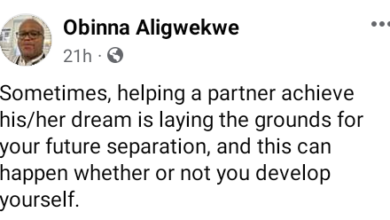 Photo of Sometimes, helping a partner achieve his/her dream is laying the grounds for your future separation – Nigerian man says