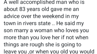 Photo of “Marry a woman who loves you more than you love her if not when things are rough she will leave you” – Nigerian lawyer shares advice he received from an elderly man