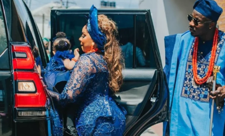 "My husband paid in full and extra" Reality star, Queen Mercy Atang says as she and her daughter go home with her husband 3