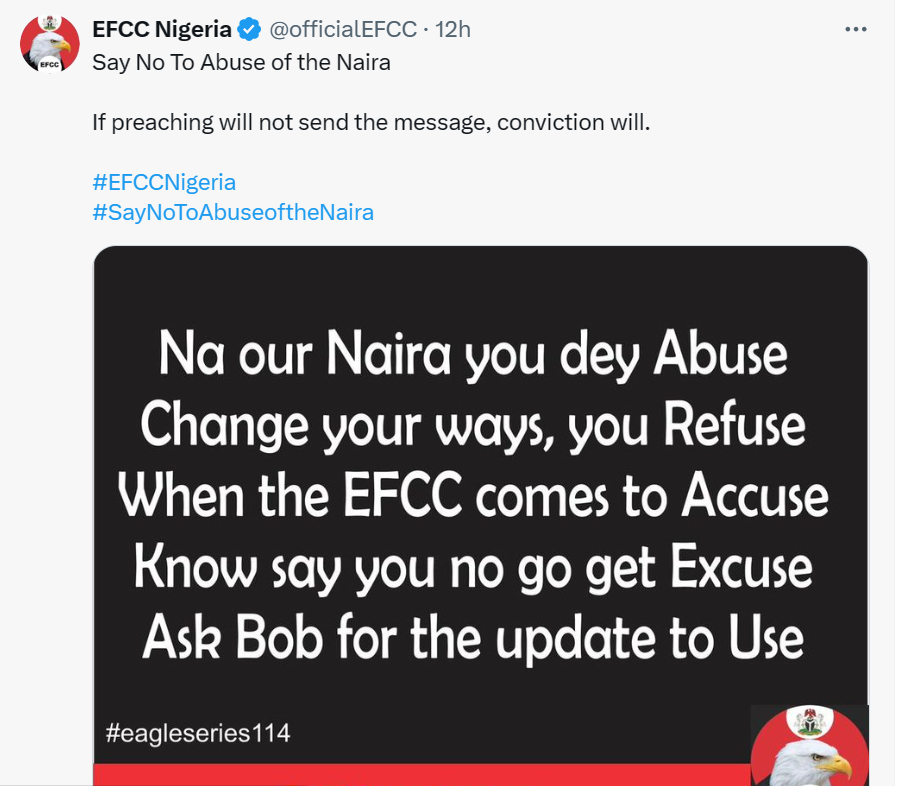 Abuse of Naira: Change your ways you refuse, ask Bob for the update - EFCC 4