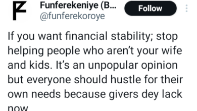 Photo of If you want financial stability, stop helping people who aren’t your wife and kids – Nigerian man tells men