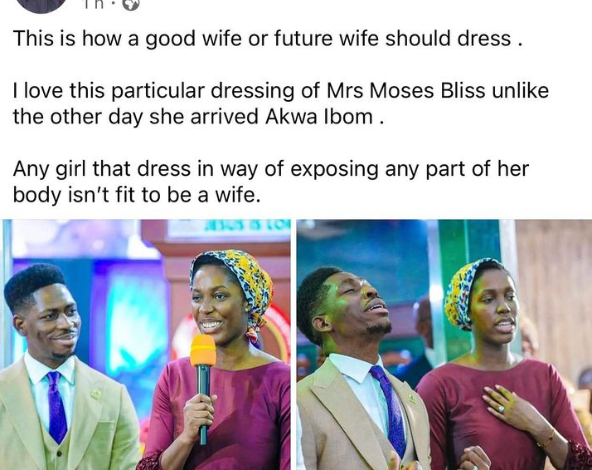 “Any girl that dresses in way of exposing her body isn’t fit to be a wife” - Delta state Governor’s aide hails Moses Bliss’ wife 3