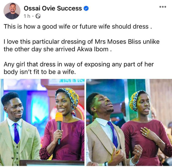 “Any girl that dresses in way of exposing her body isn’t fit to be a wife” - Delta state Governor’s aide hails Moses Bliss’ wife 4
