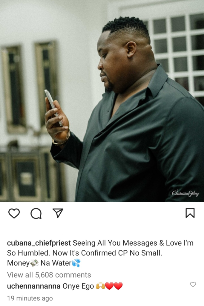 Its confirmed, CP no small. Money na water - Cubana Cheifpriest brags as he's granted N10m bail 4