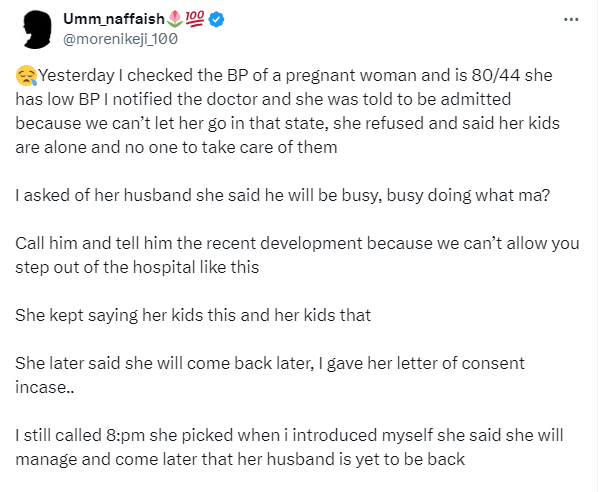 Pregnant woman with low BP dies after refusing to stay in the hospital to be monitored because her other kids were all by themselves at home 4