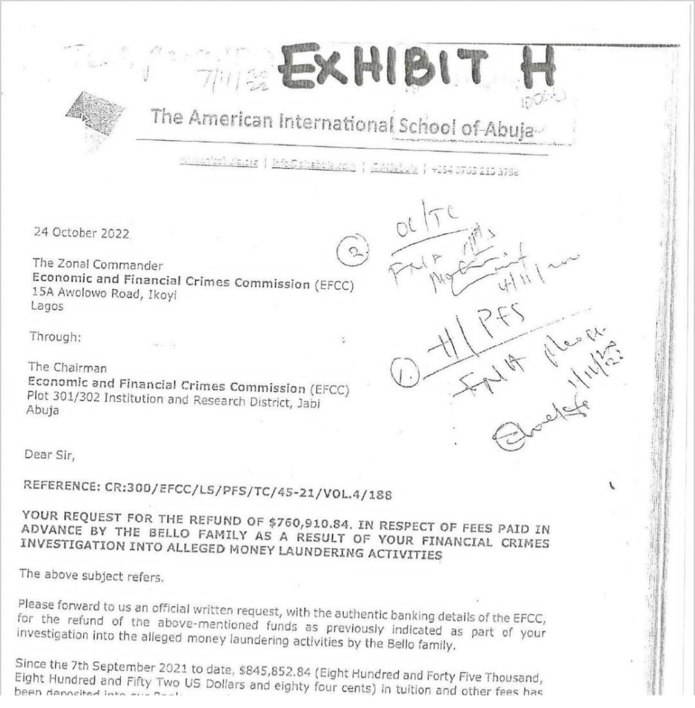 (photos)Documents from school show evidence that Yahaya Bello paid school fees for family members in advance after withdrawing $720,000 from the state’s coffers 6