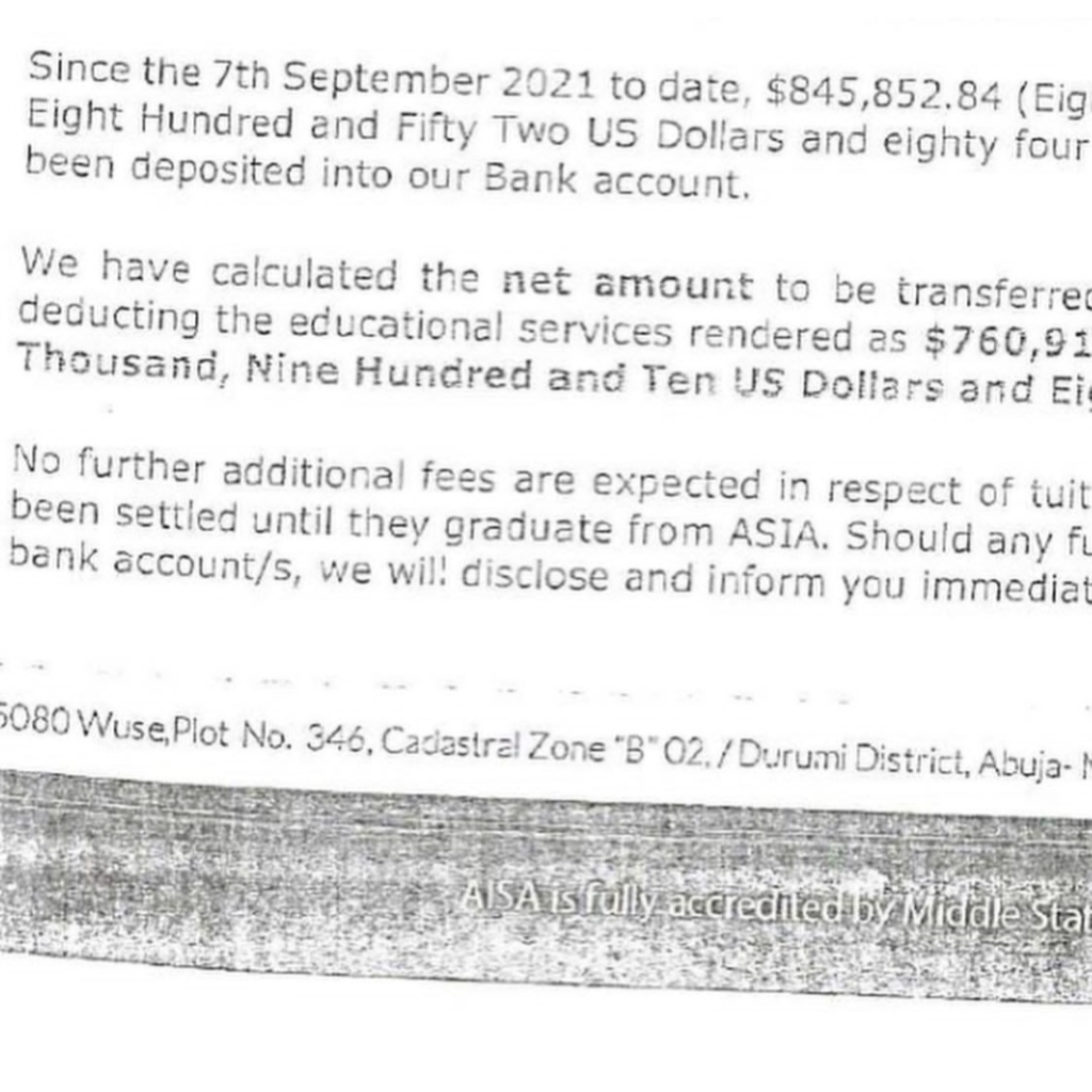 (photos)Documents from school show evidence that Yahaya Bello paid school fees for family members in advance after withdrawing $720,000 from the state’s coffers 7
