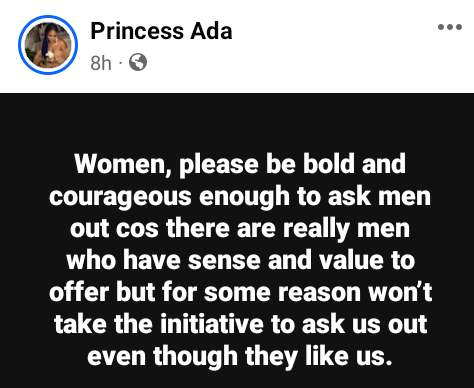 Be bold and courageous enough to ask men out - Nigerian woman advises women 3