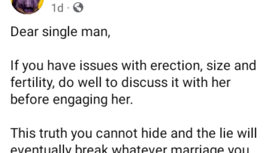 Photo of If you have issues with erection, size, and fertility, discuss it with her before engaging her – Nigerian marriage therapist advises single men