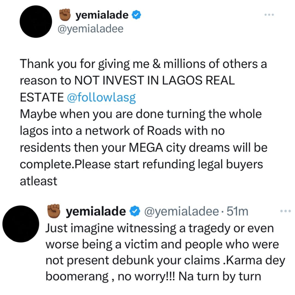 When you are done turning the whole of Lagos into a network of roads with no residents then your mega city dreams will be complete - Singer, Yemi Alade tackles Lagos state Government over demolitions 4